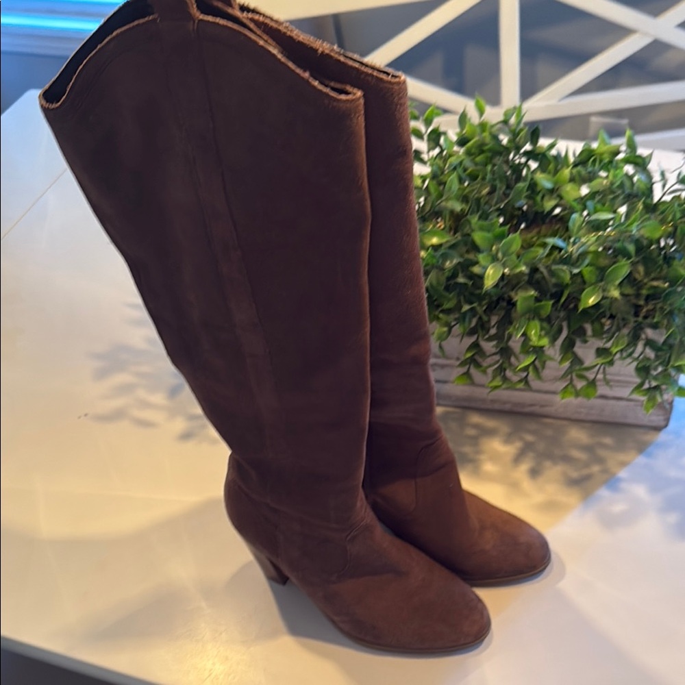 Kenneth Cole Brown Over the Knee Boots with Wedge Heel